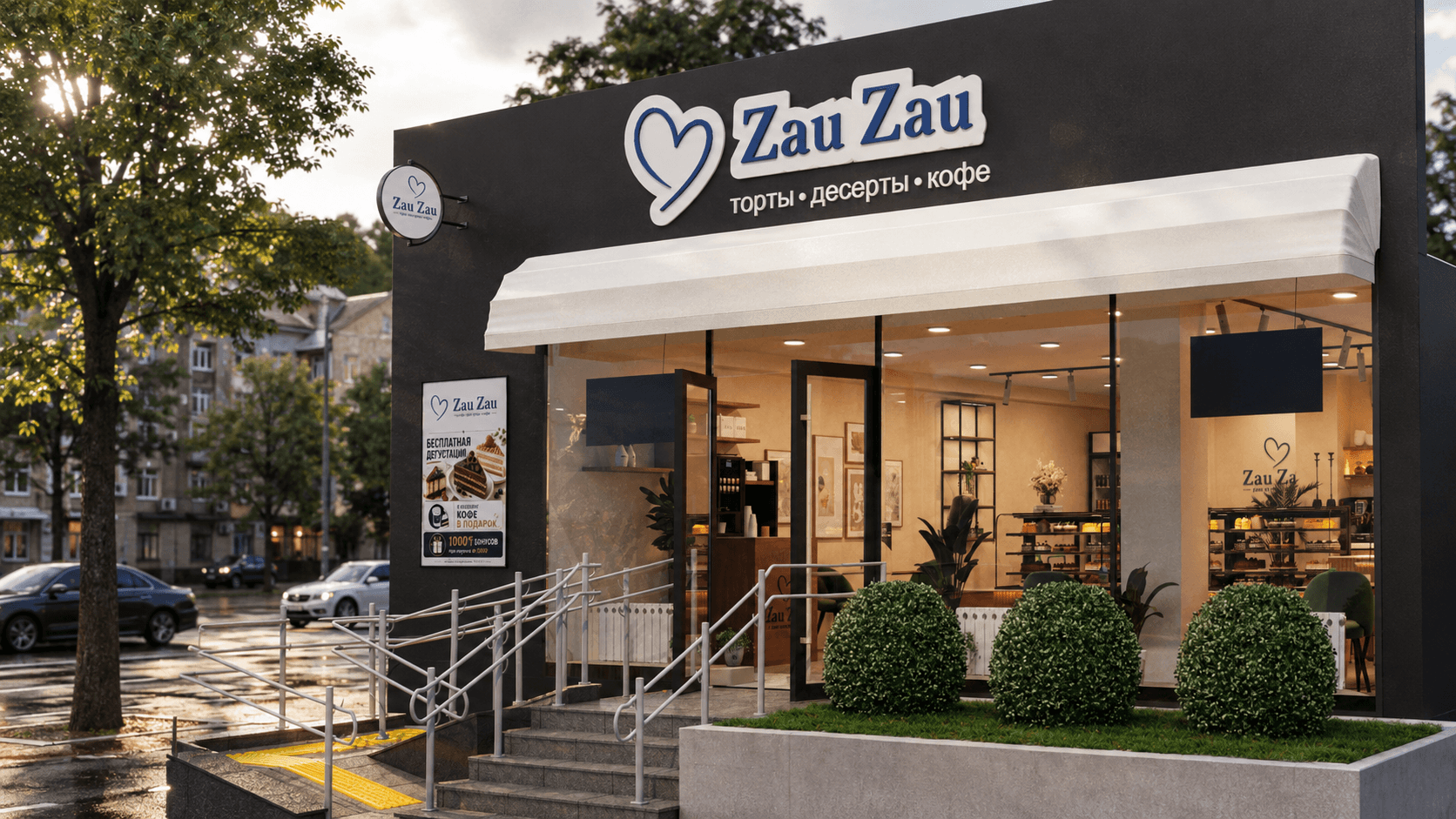 Дизайн фасада кондитерской Zau Zau
